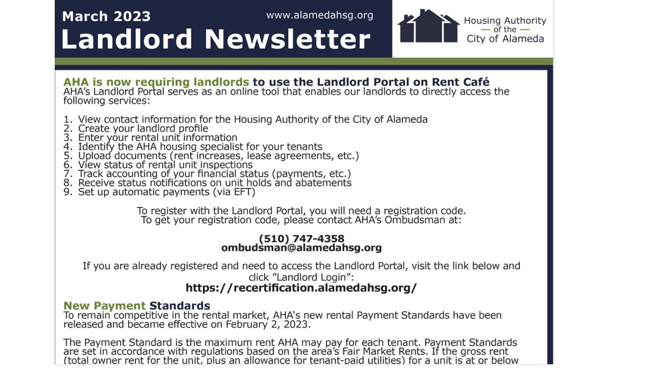 March 2023:  Landlord Bi-Annual Newsletter