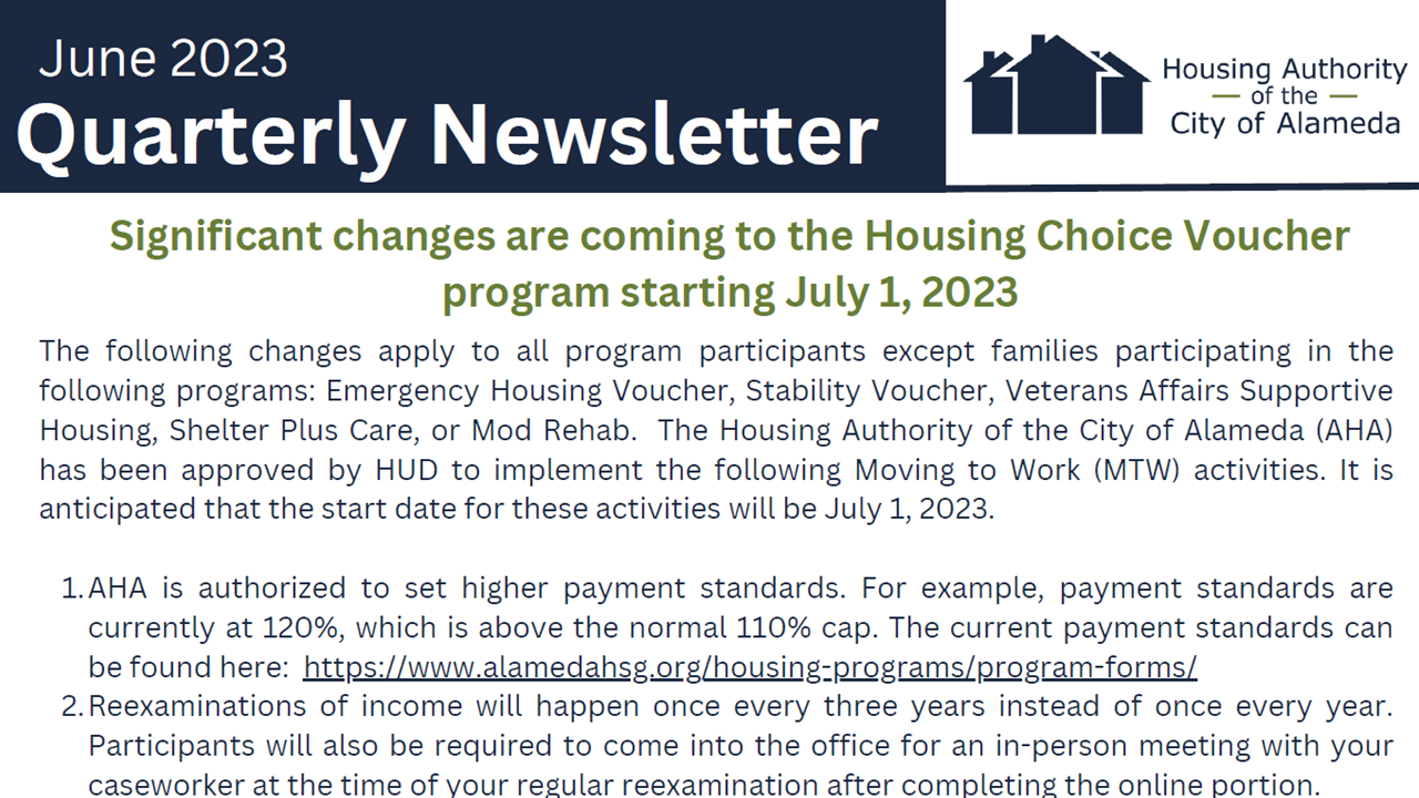 June 2023:  Newsletter for voucher program participants and residents in AHA managed units