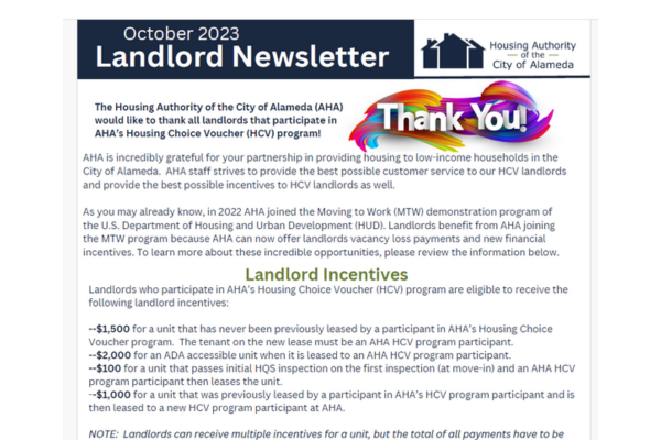 October 2023:  Landlord Bi-Annual Newsletter